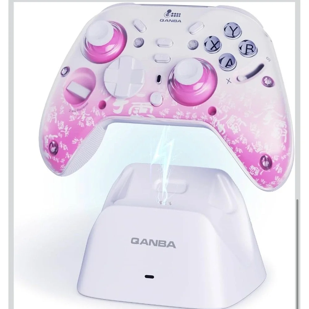 Qanba Phantom Wireless Game Controller Pink White Charging Dock HYL1-RP NWOB